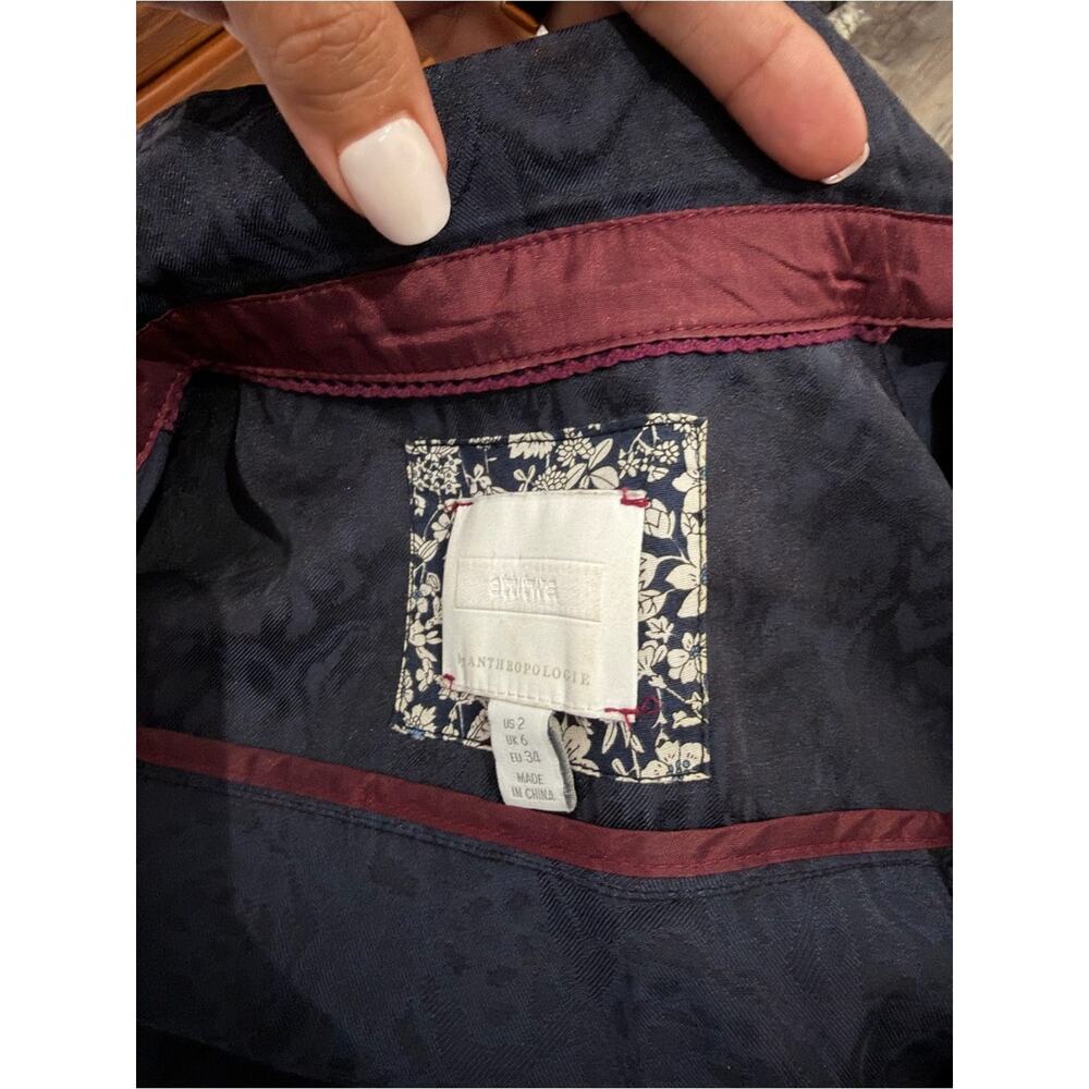 Ett:Twa Anthropologie Navy Patterned James Tie-Waist Jumpsuit Size 2 - Picture 11 of 12